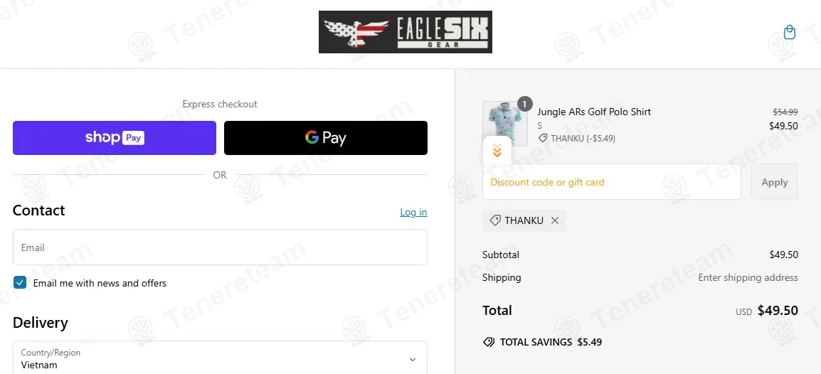 Eagle Six Gear coupon code: 10% off with THANKU. Tested and valid as 1 year ago.