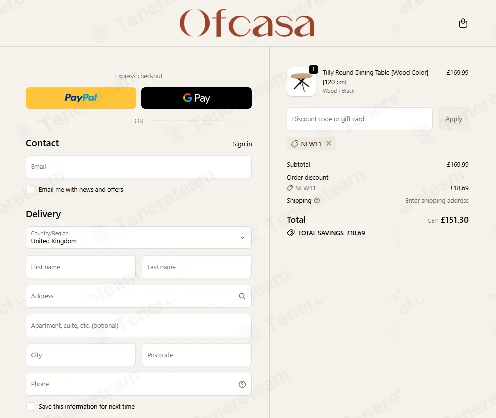Ofcasa Furniture apply coupon code