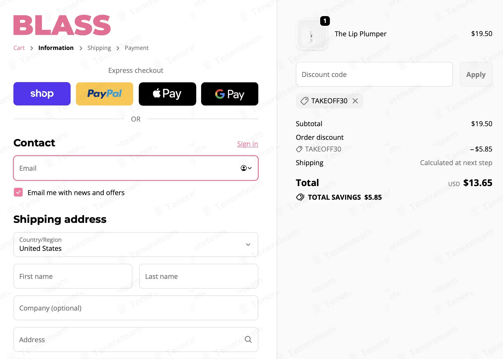 Blass Beauty coupon code: 30% off with TAKEOFF30. Tested and valid as 2 weeks ago.