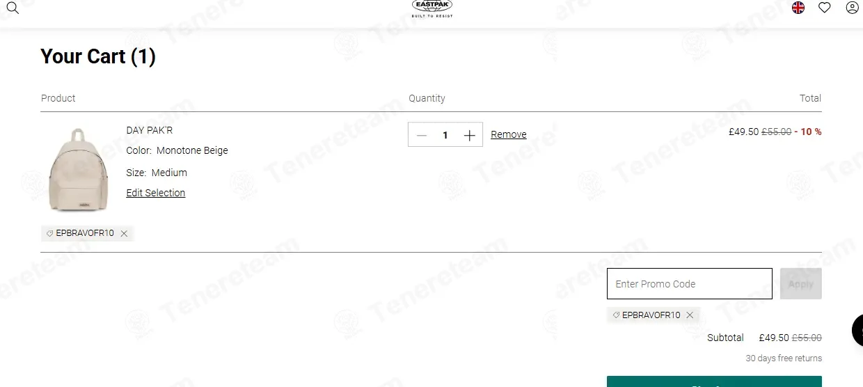 EastPak coupon code: 10% off with EPBRAVOFR10. Tested and valid as 6 days ago.