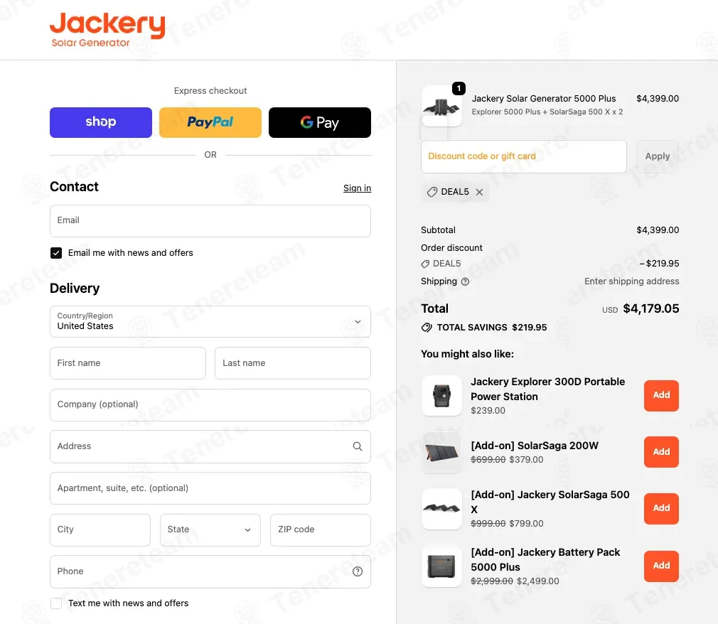 Jackery coupon code: 5% off with DEAL5. Tested and valid as 1 month ago.