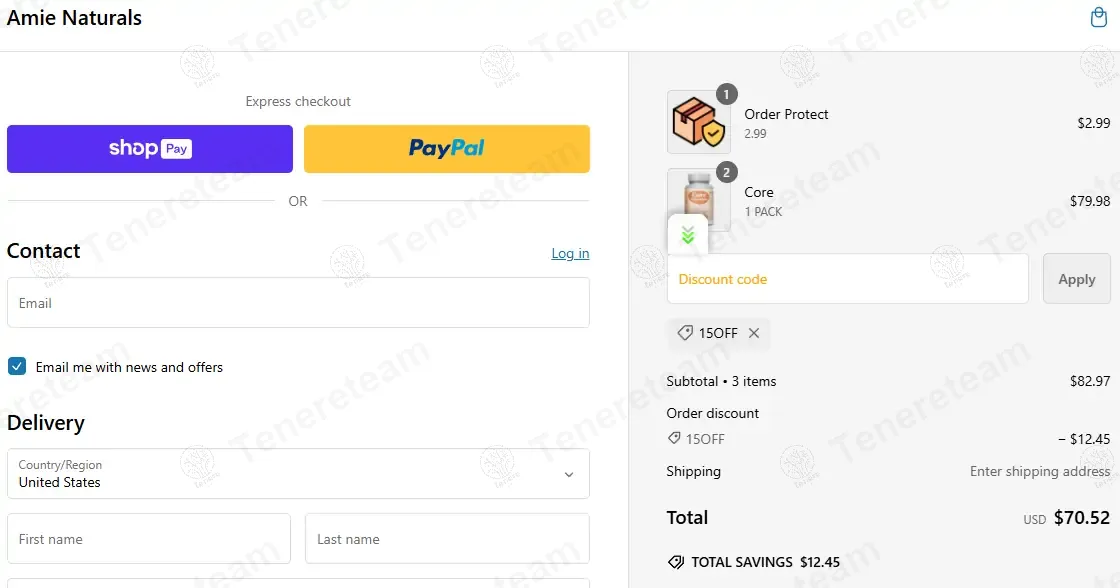 Amie Naturals coupon code: 15% off with 15OFF. Tested and valid as 1 year ago.