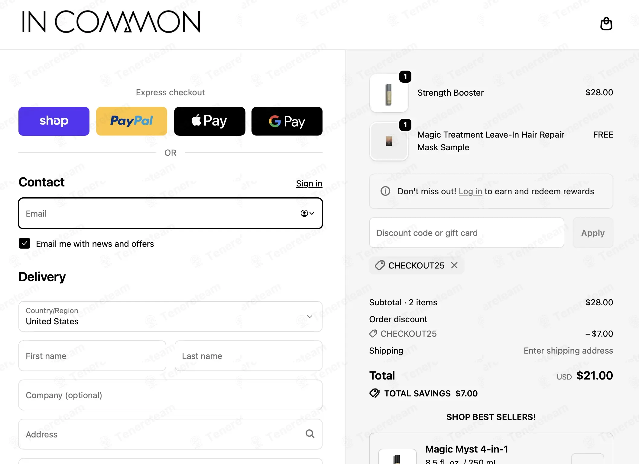 In Common Beauty coupon code: 25% off with CHECKOUT25. Tested and valid as 1 month ago.