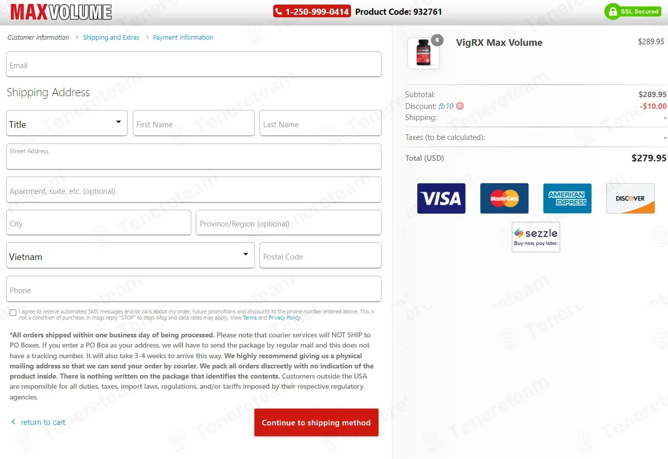 VigRX Max Volume coupon code: $10 off with FB10. Tested and valid as 1 month ago.