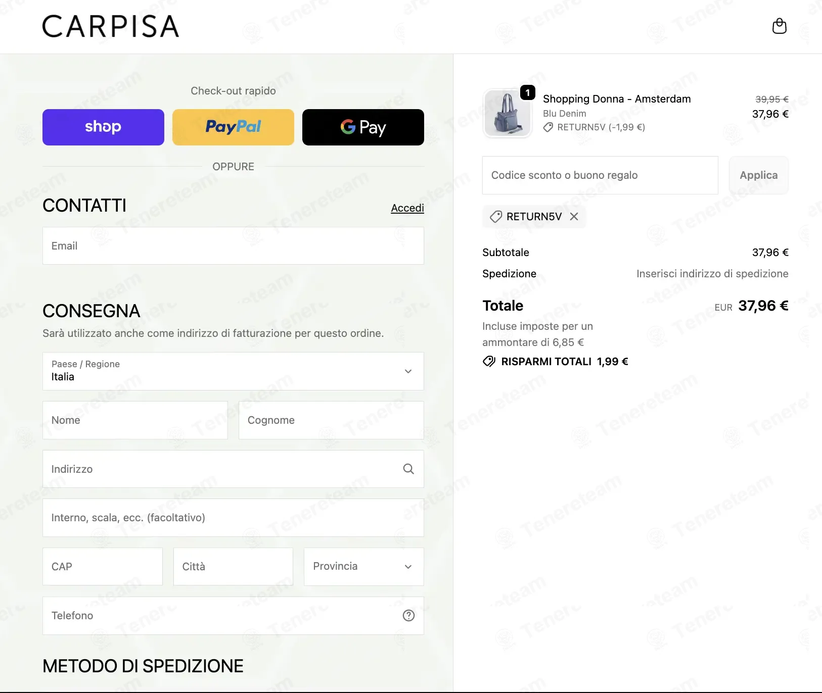 Carpisa coupon code: 5% off with RETURN5V. Tested and valid as 6 months ago.