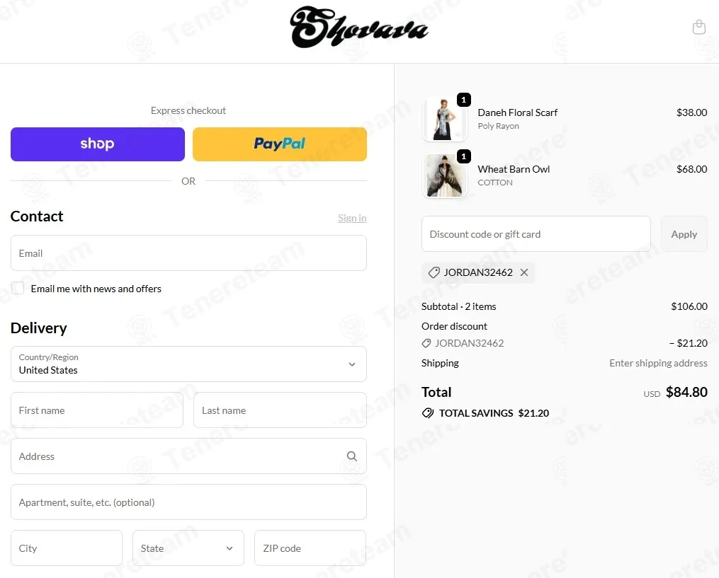 Shovava coupon code: 20% off with JORDAN32462. Tested and valid as 4 weeks ago.