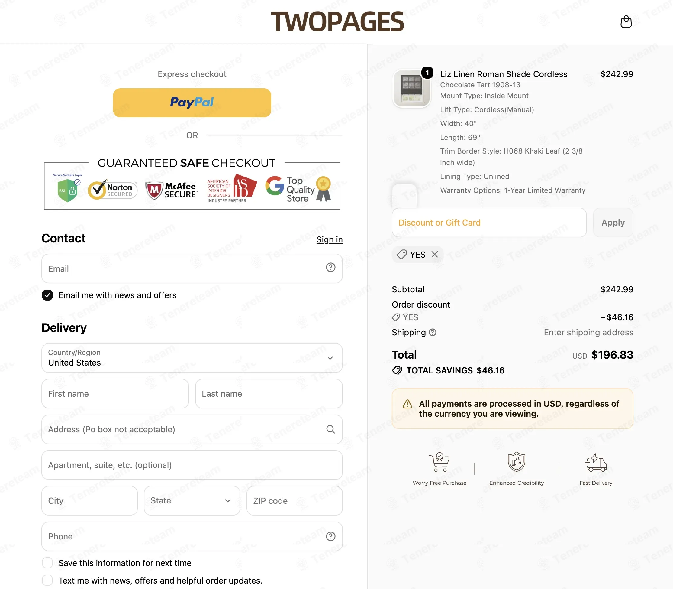 Two Pages Curtains coupon code: 20% off with YES. Tested and valid as 1 month ago.