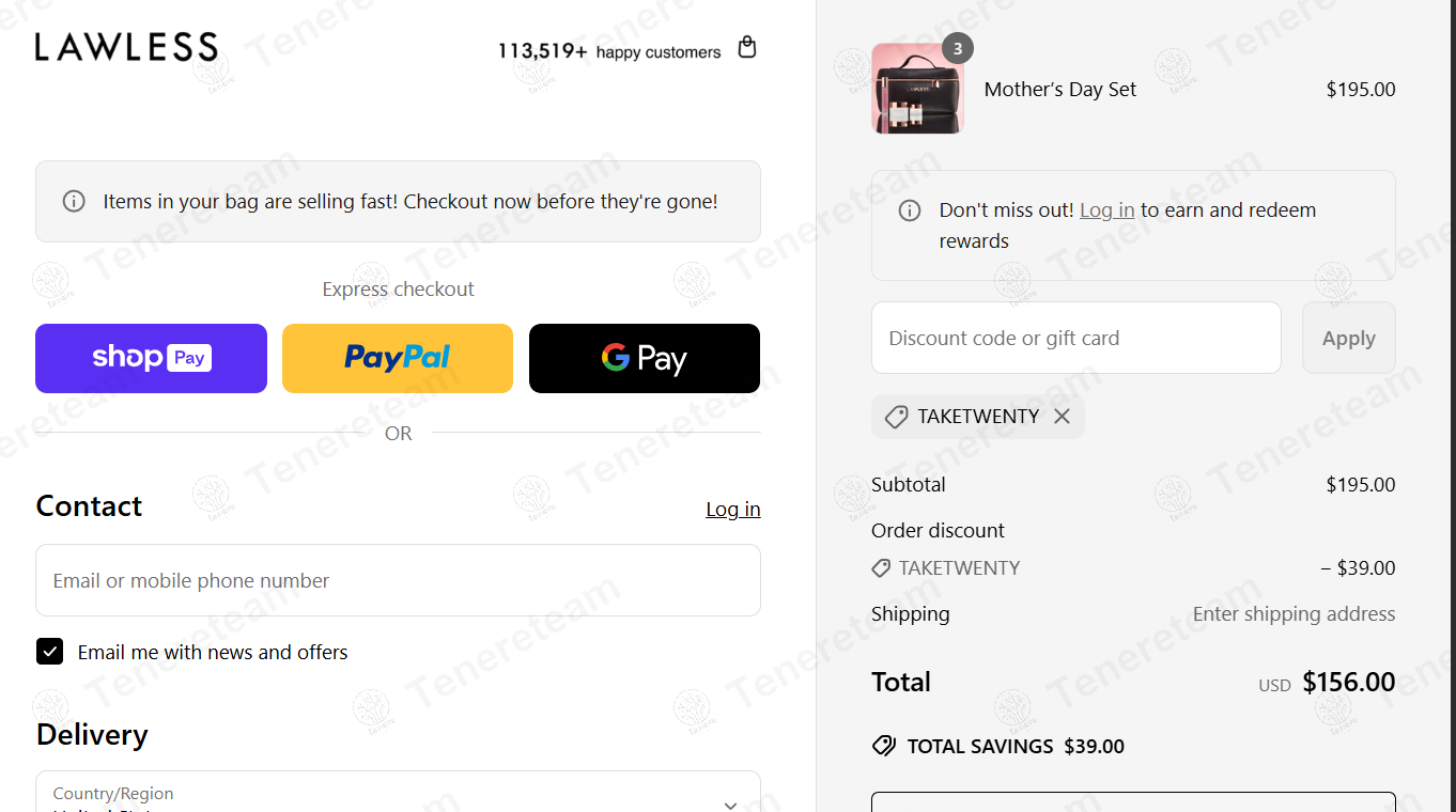 Lawless Beauty coupon code: 20% off with TAKETWENTY. Tested and valid as 1 year ago.