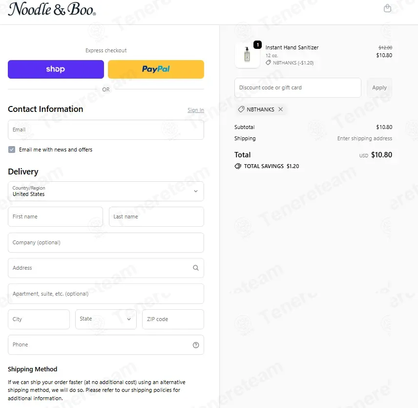 Noodle And Boo coupon code: 10% off with NBTHANKS. Tested and valid as 1 month ago.