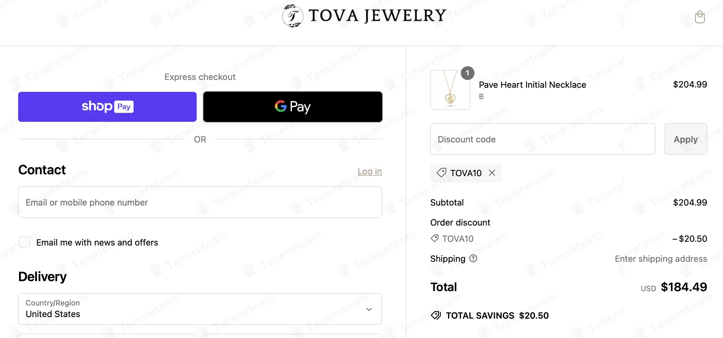 Tova Jewelry coupon code: 10% off with TOVA10. Tested and valid as 1 year ago.