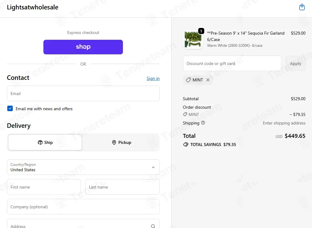 Lightsatwholesale coupon code: 15% off with MINT. Tested and valid as 1 month ago.