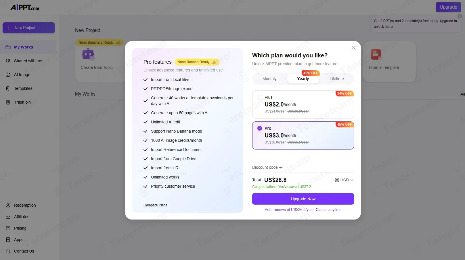 AIPPT coupon code: 20% off with AIPPTJOIN. Tested and valid as 2 weeks ago.