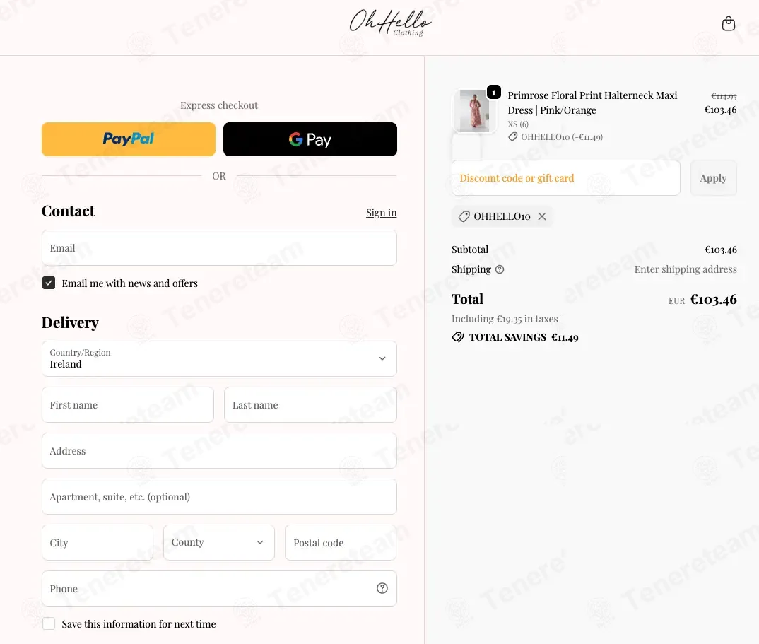 Oh Hello Clothing coupon code: 10% off with OHHELLO10. Tested and valid as 3 months ago.