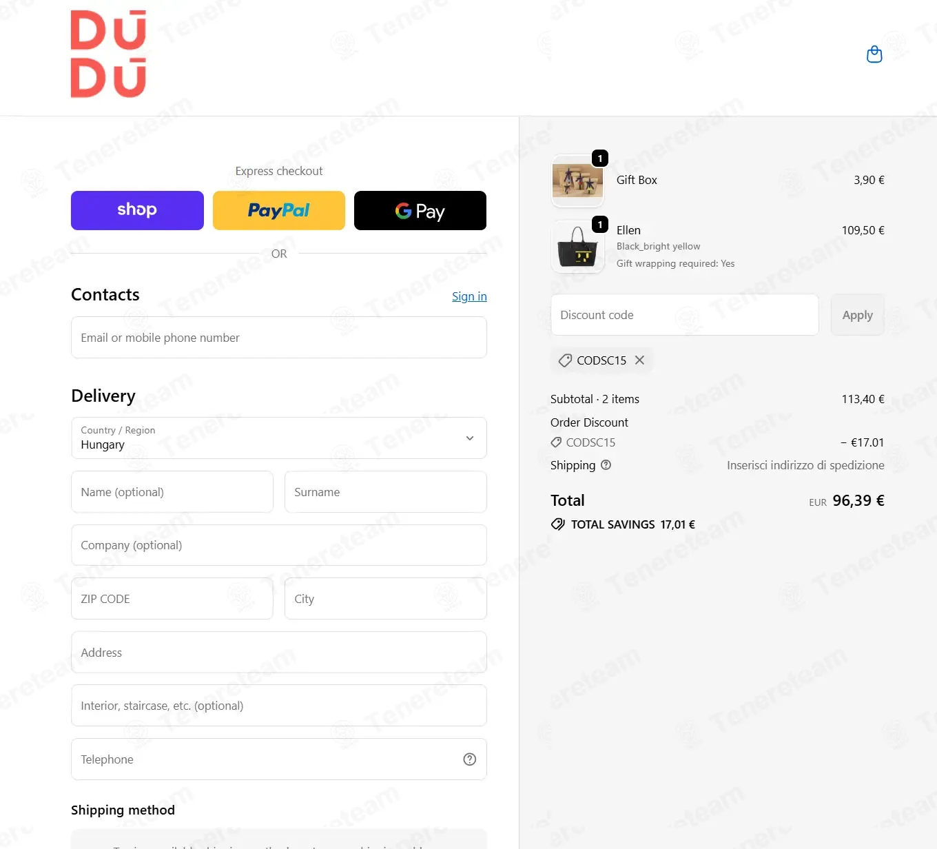Dudubags coupon code: 15% off with CODSC15. Tested and valid as 3 weeks ago.