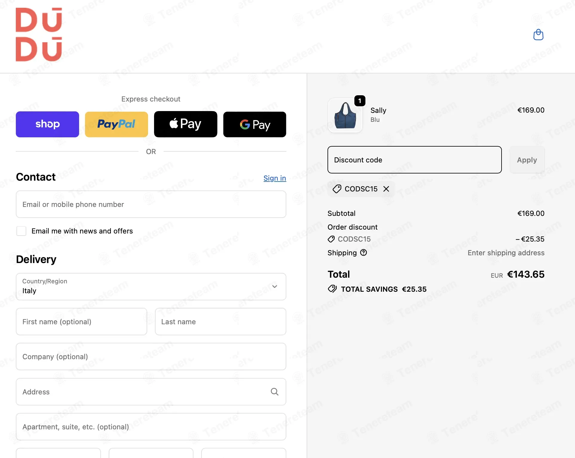 Dudubags coupon code: 15% off with CODSC15. Tested and valid as 3 weeks ago.
