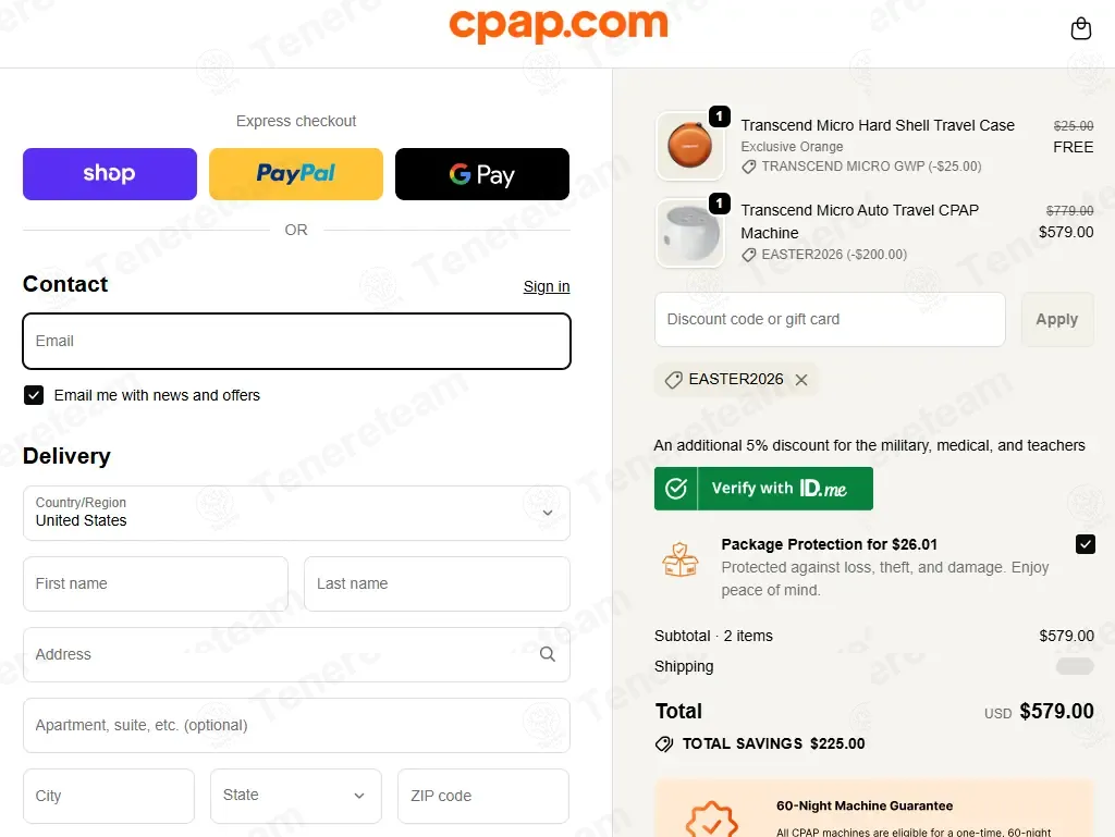 CPAP coupon code: 25% off with EASTER2026. Tested and valid as 1 month ago.