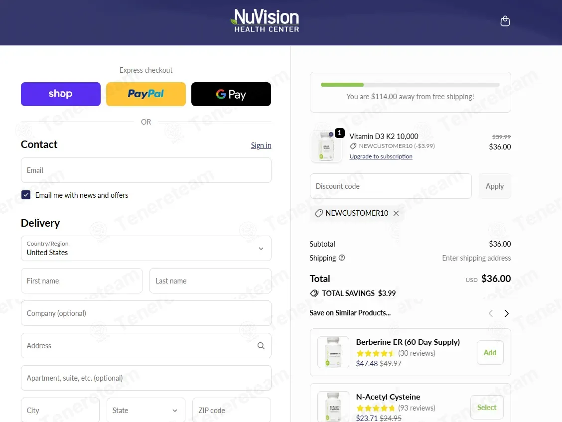 NuVision Health Center coupon code: 10% off with NEWCUSTOMER10. Tested and valid as 1 week ago.