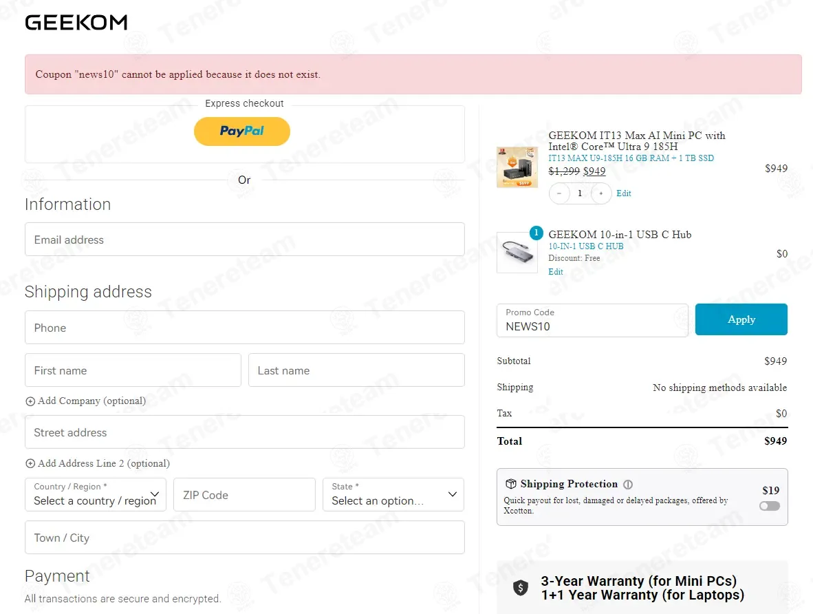 Geekom coupon code: 10% off with NEWS10. Tested and valid as 2 months ago.
