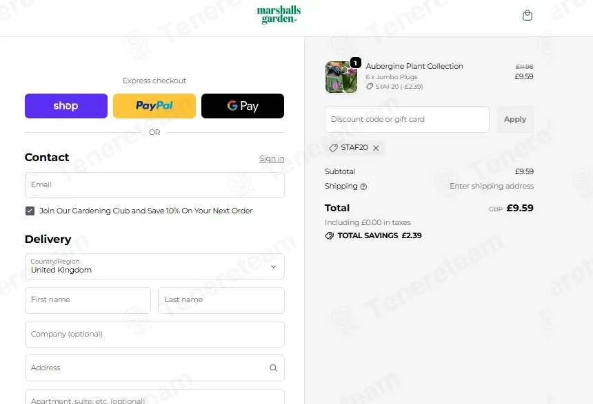 Marshalls Garden coupon code: 20% off with STAF20. Tested and valid as 1 week ago.