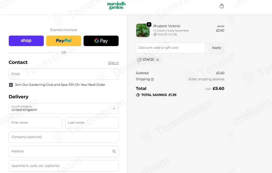 Marshalls Garden coupon code: 20% off with STAF20. Tested and valid as 1 week ago.