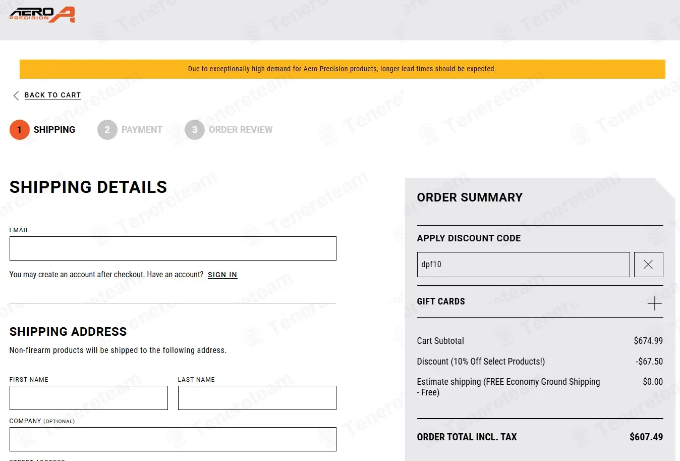 Aero Precision coupon code: 10% off with dpf10. Tested and valid as 6 months ago.