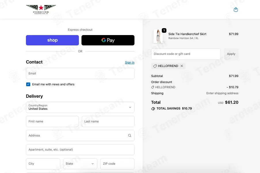 Hard Tail Forever coupon code: 15% off with HELLOFRIEND. Tested and valid as 3 months ago.