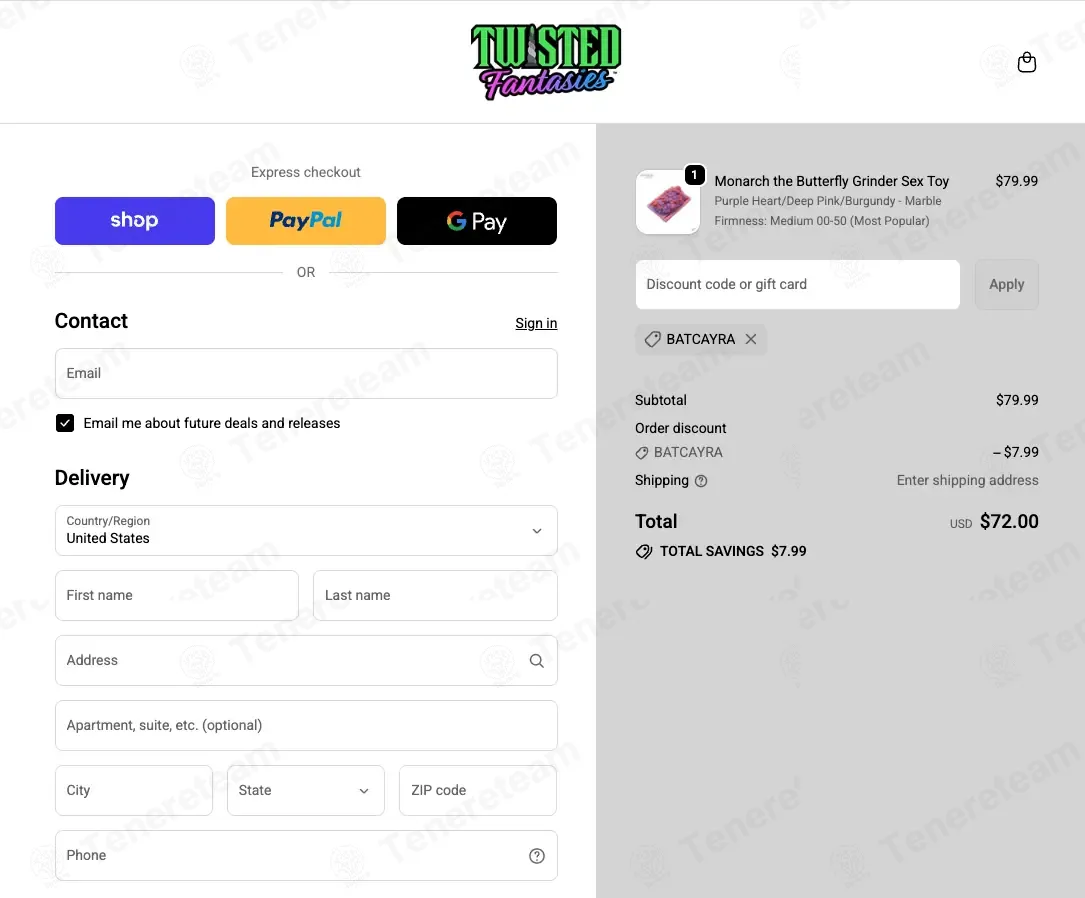 Twisted Fantasies coupon code: 10% off with BATCAYRA. Tested and valid as 5 days ago.