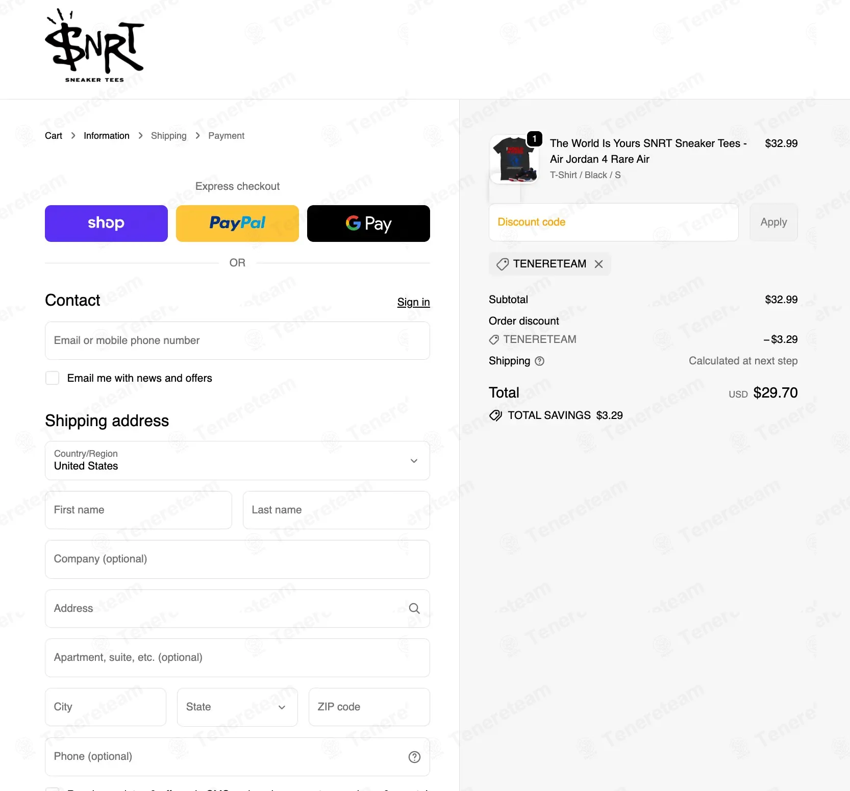 SNRT Sneaker Tees coupon code re-checked and confirmed working at checkout