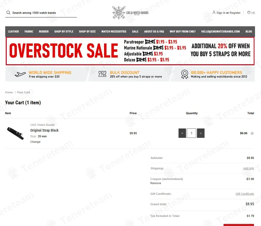 Cheapest NATO Straps coupon code: 15% off with WELCOMEBACK15. Tested and valid as 1 year ago.