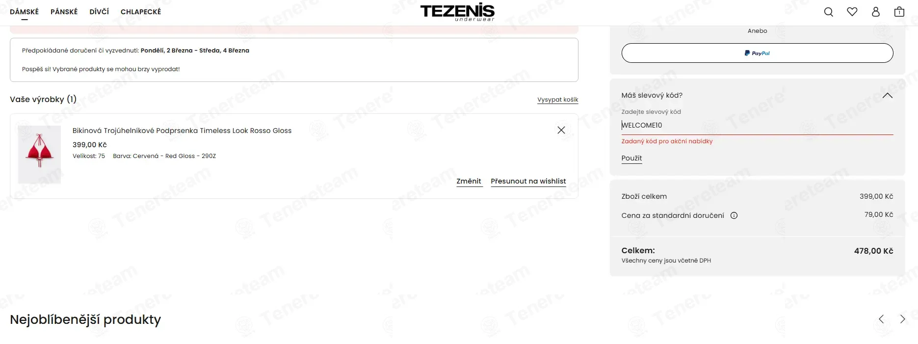 Tezenis coupon code: 10% off with WELCOME10. Tested and valid as 3 months ago.