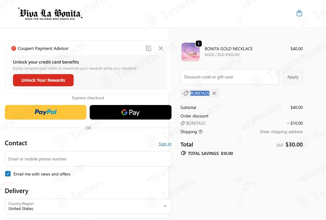 Viva La Bonita coupon code: 25% off with BONITA25. Tested and valid as 4 months ago.