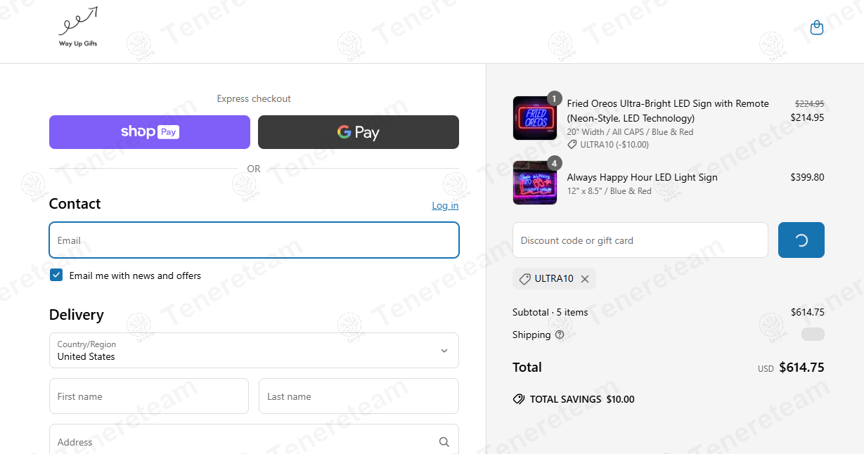 Way Up Gifts coupon code: $10 off with ULTRA10. Tested and valid as 1 year ago.