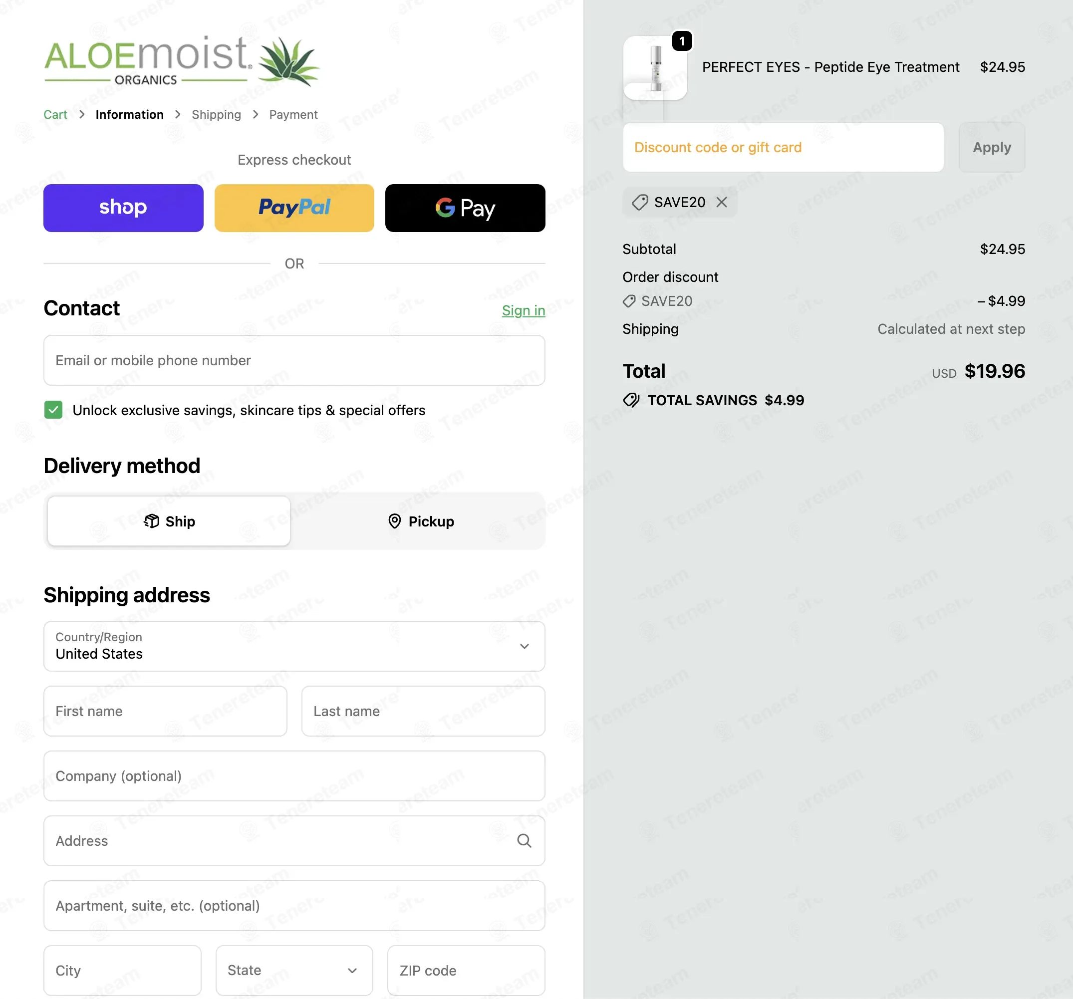 AloeMoist Organics coupon code verified as working at checkout