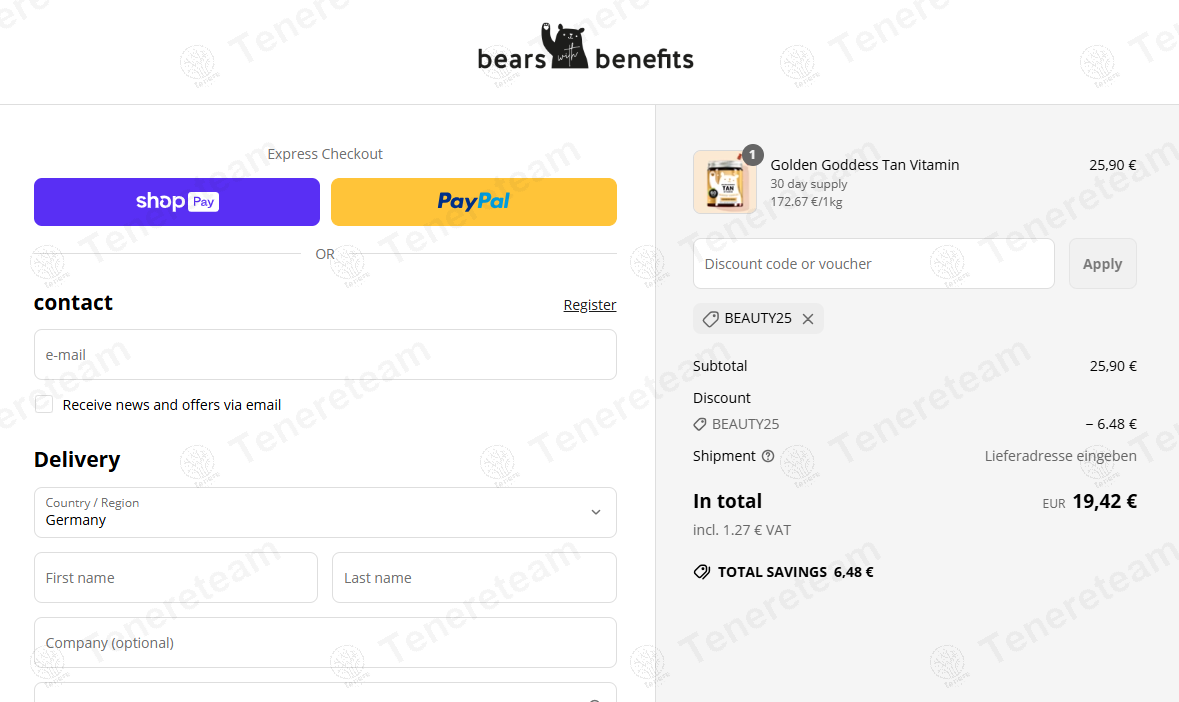 Bears-with-benefits coupon code: 25% off with BEAUTY25. Tested and valid as 1 year ago.