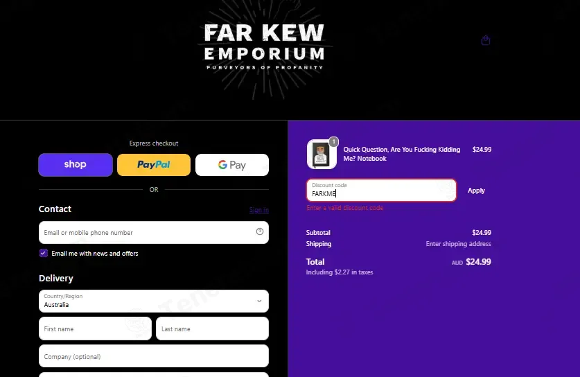 Far Kew Emporium coupon code: 10% off with FARKME. Tested and valid as 1 week ago.