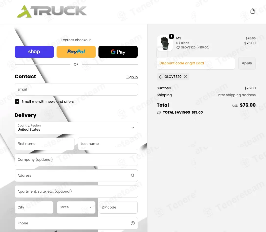 Truck Gloves coupon code: 20% off with GLOVES20. Tested and valid as 1 month ago.