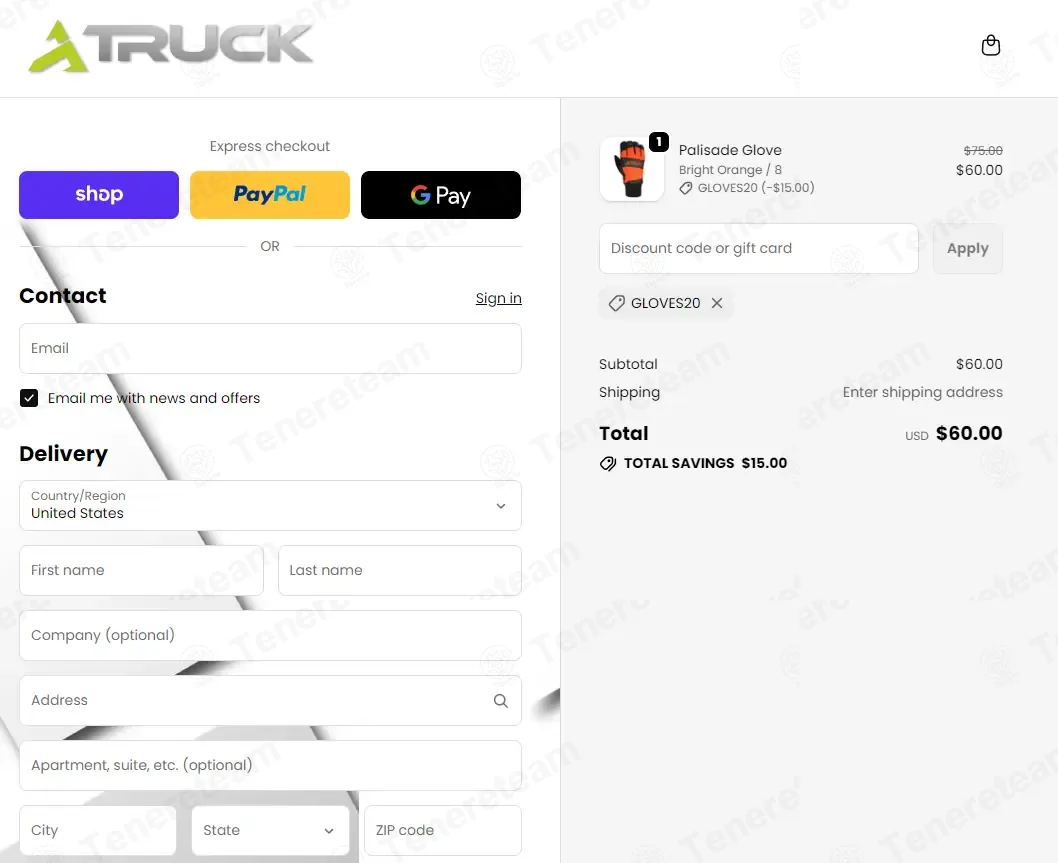 Truck Gloves coupon code: 20% off with GLOVES20. Tested and valid as 1 month ago.