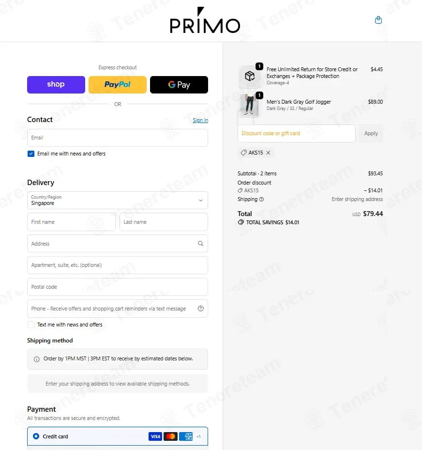 Primo Golf Apparel coupon code: 15% off with AKS15. Tested and valid as 1 month ago.