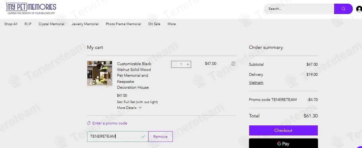 My Pet Memories coupon code: 10% off with TENERETEAM. Tested and valid as 1 year ago.