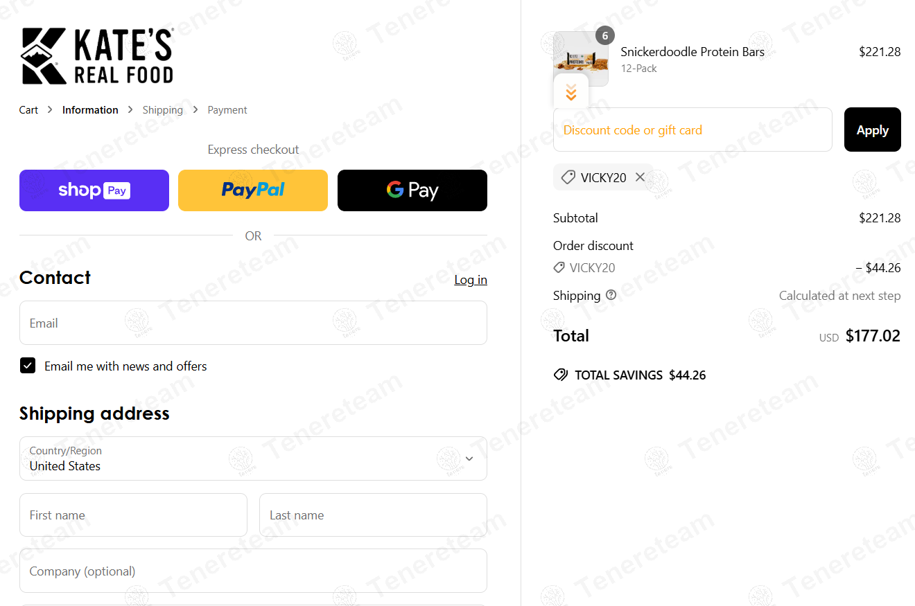 Kate's Real Food coupon code: 20% off with VICKY20. Tested and valid as 1 year ago.