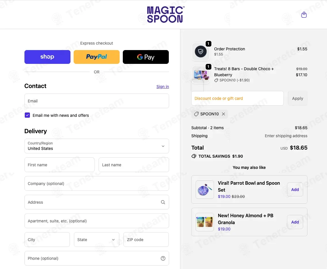 Magic Spoon coupon code: 10% off with SPOON10. Tested and valid as 8 months ago.