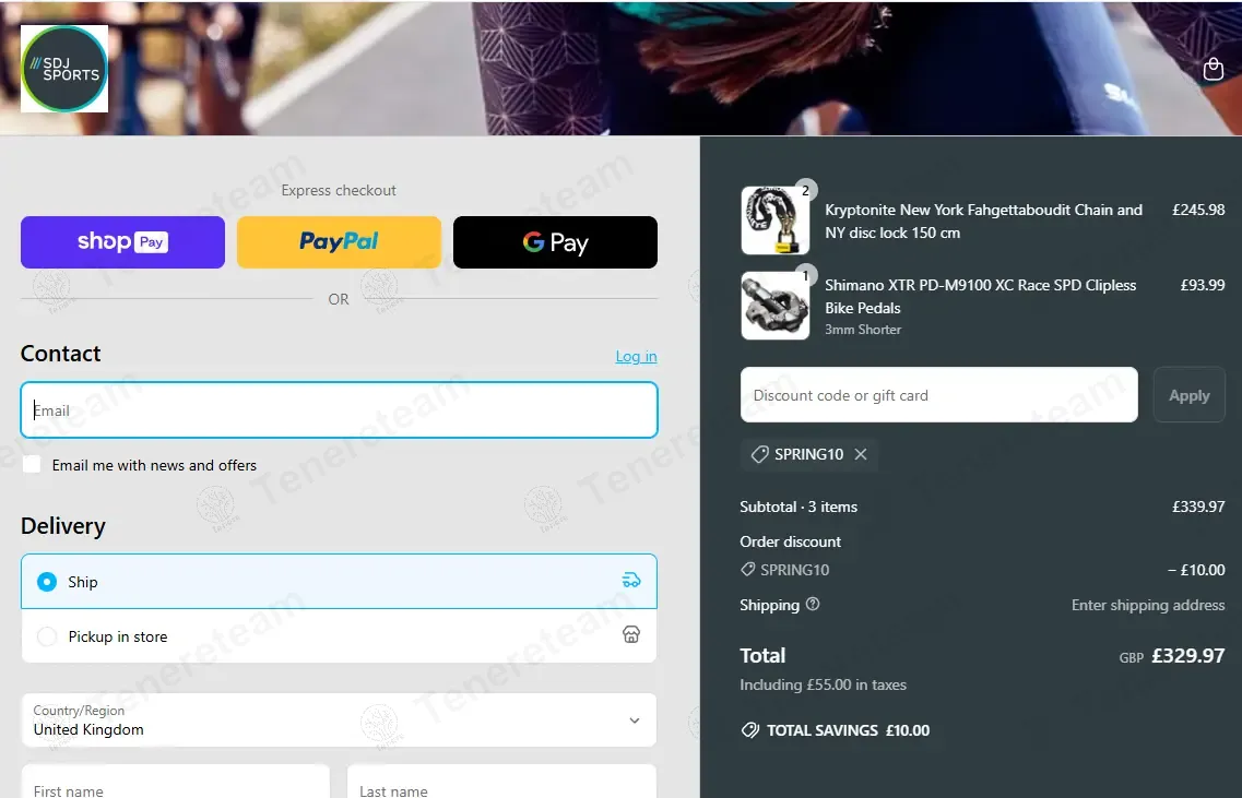 SDJ Sports coupon code: £10 off with SPRING10. Tested and valid as 1 year ago.