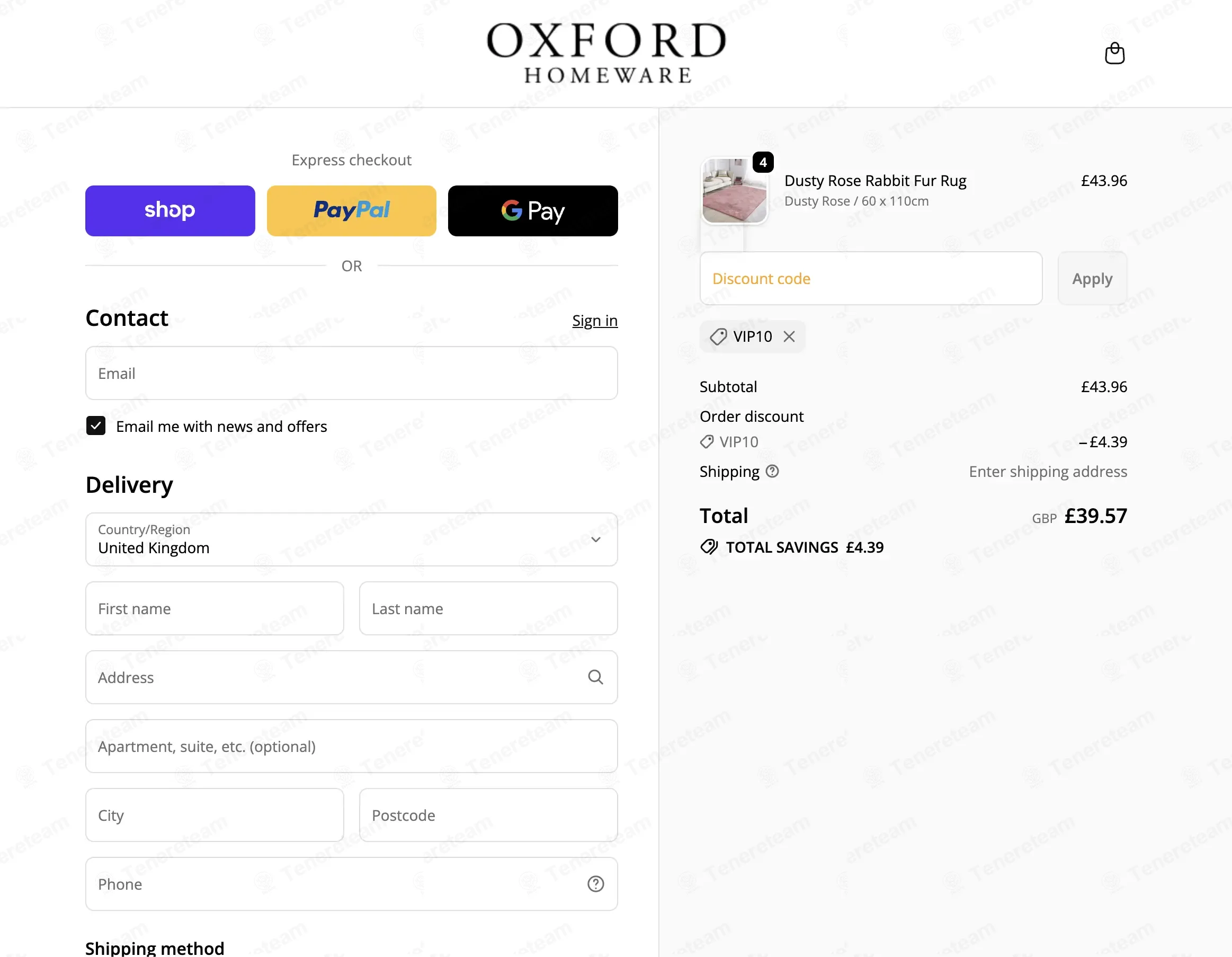 Oxford Homeware coupon code: 10% off with VIP10. Tested and valid as 8 months ago.
