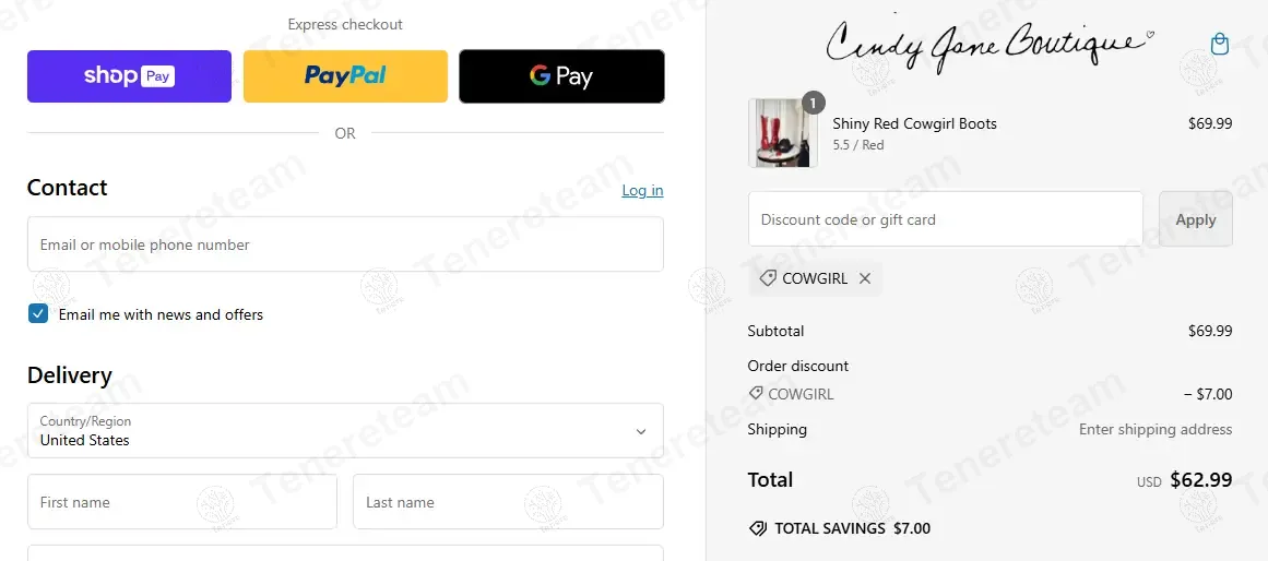 Cindy Jane Boutique coupon code: 10% off with COWGIRL. Tested and valid as 1 year ago.