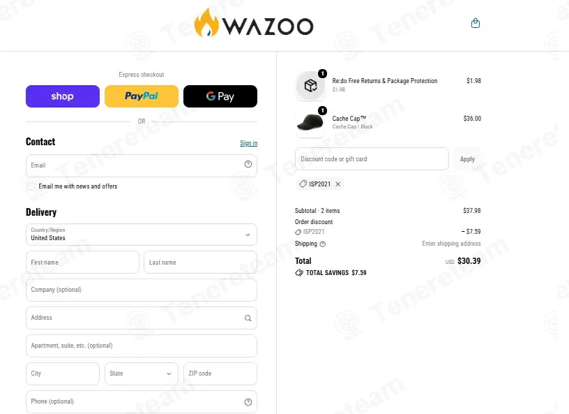 Wazoo Survival Gear coupon code: 20% off with ISP2021. Tested and valid as 1 week ago.