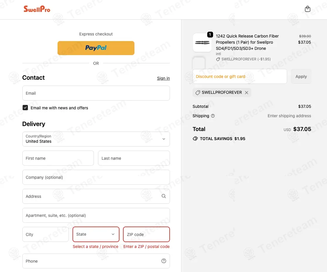 SwellPro Store coupon code: 5% off with SWELLPROFOREVER. Tested and valid as 11 months ago.