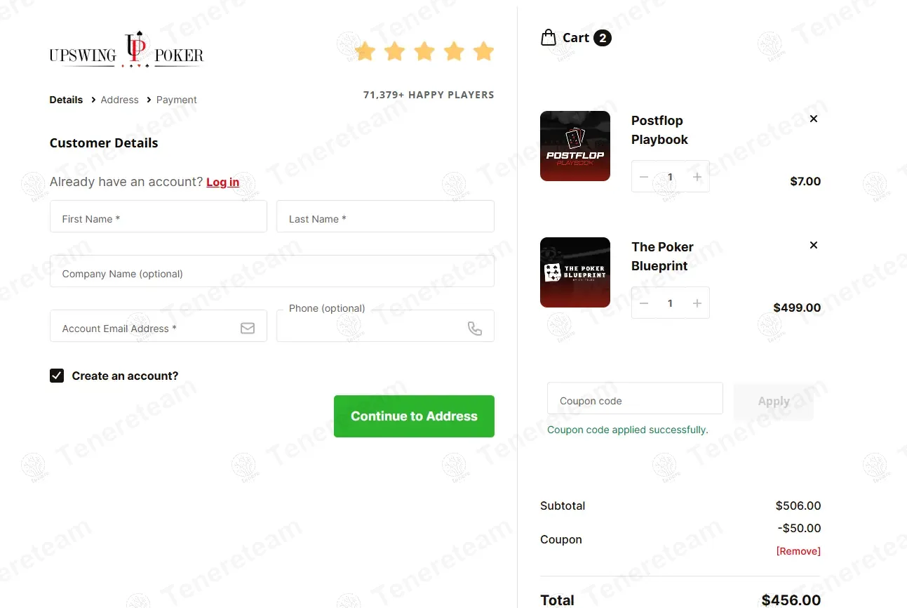 Upswing Poker coupon code: $50 off with TRACKS50. Tested and valid as 9 months ago.