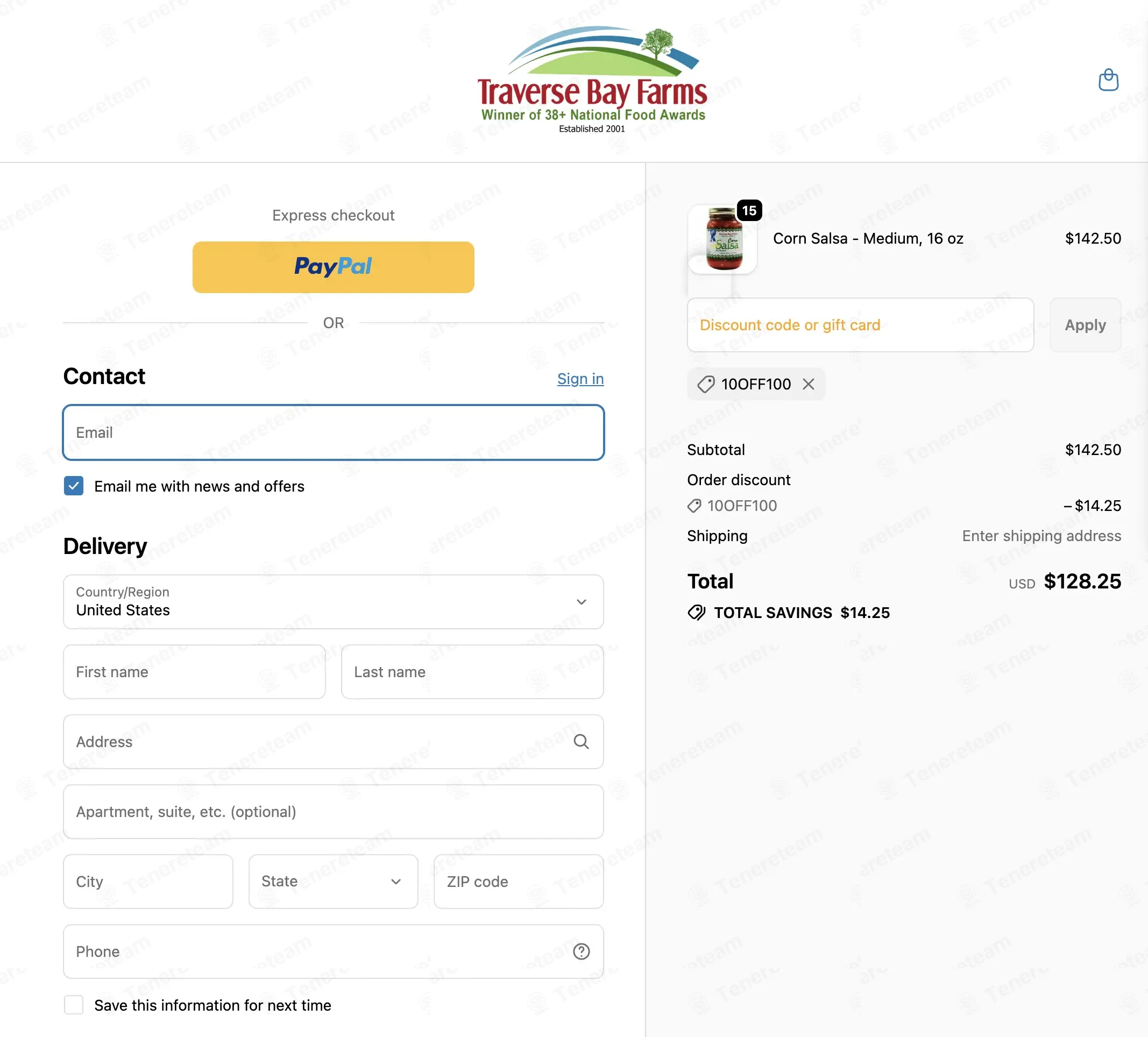 Traverse Bay Farms coupon code: 10% off with 10OFF100. Tested and valid as 1 day ago.