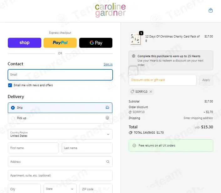 Caroline Gardner coupon code: 10% off with SORRY10. Tested and valid as 7 months ago.