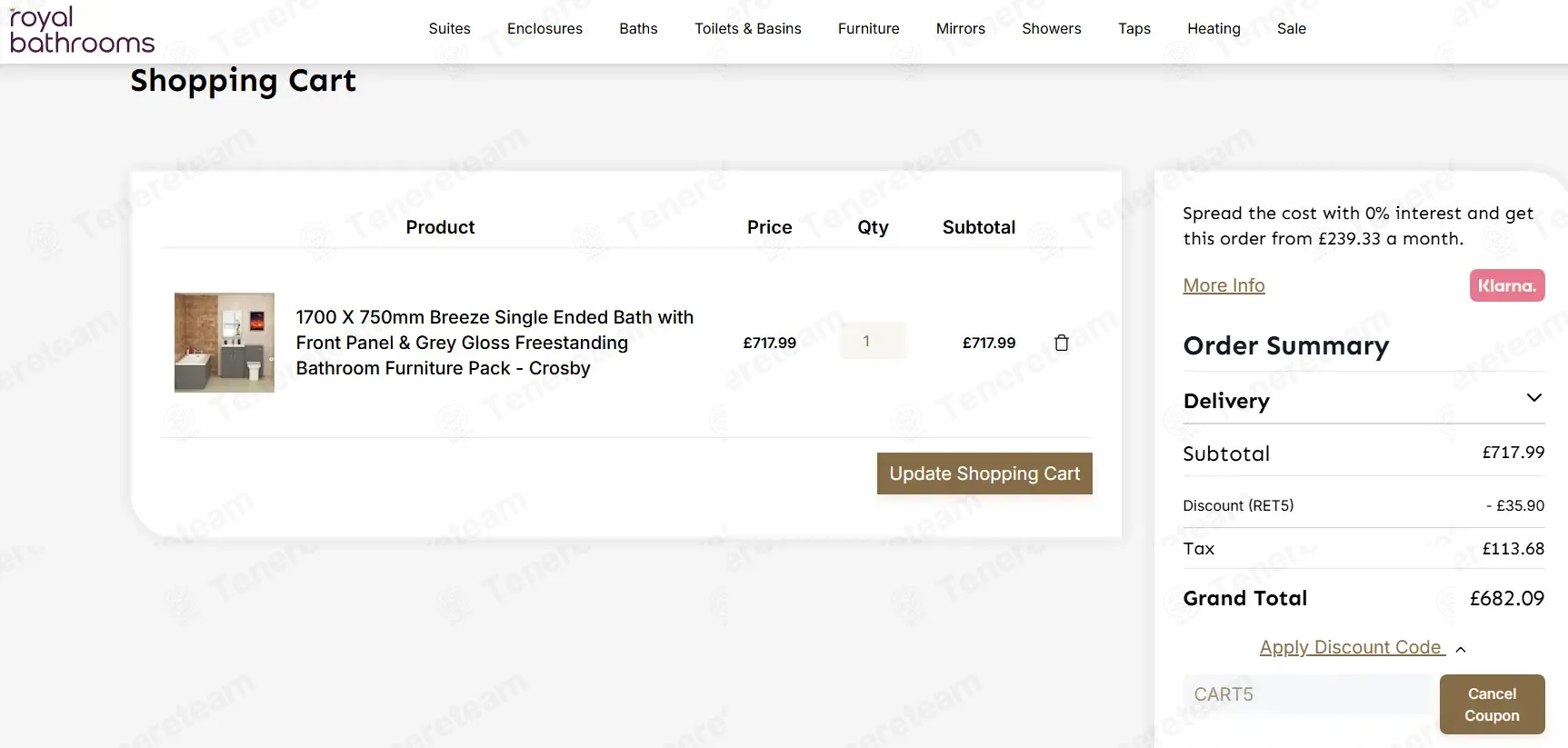 Royal Bathrooms UK coupon code: 5% off with RET5. Tested and valid as 1 month ago.